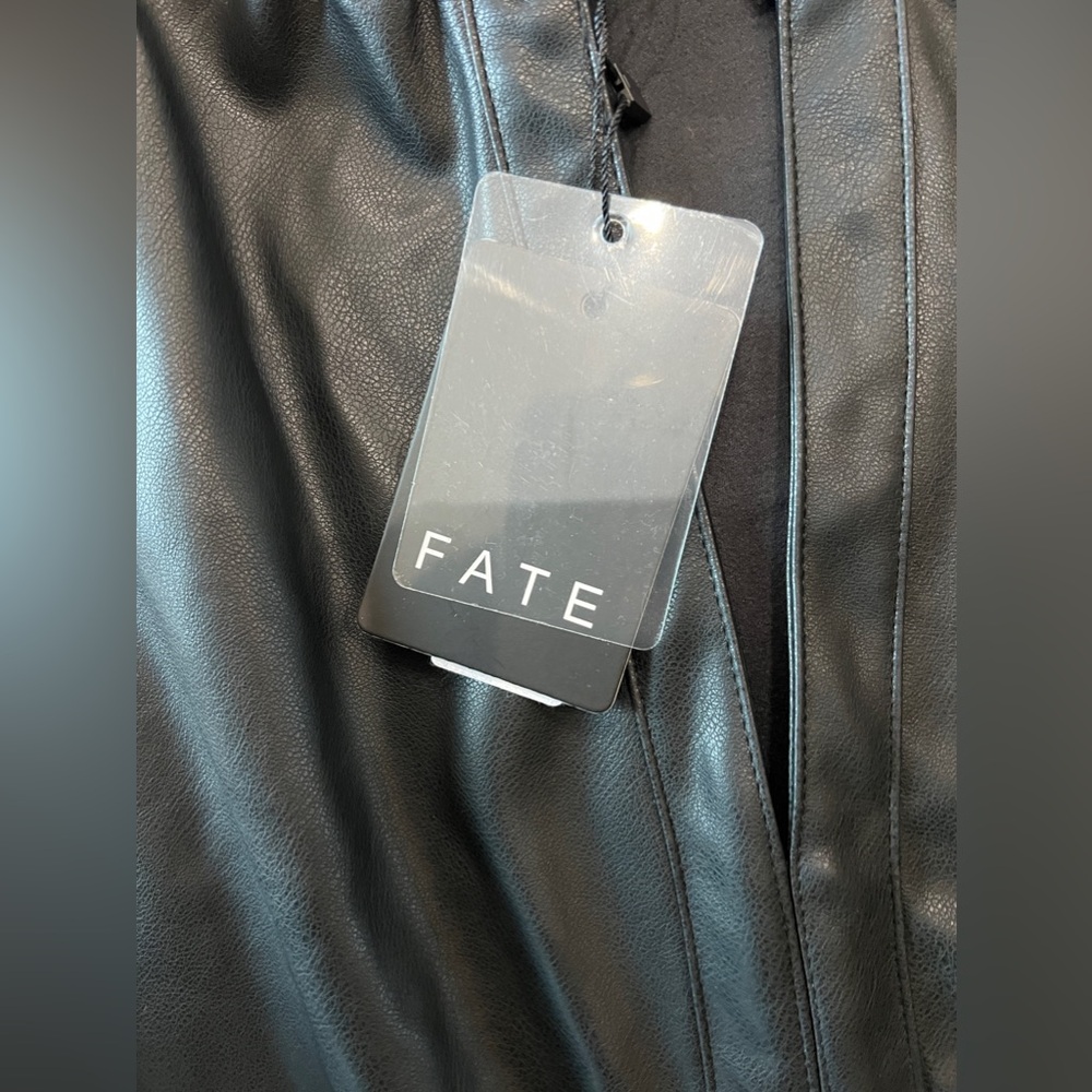 FATE FAUX LEATHER SLEEVELESS RUFFLE DRESS - Picture 4 of 5